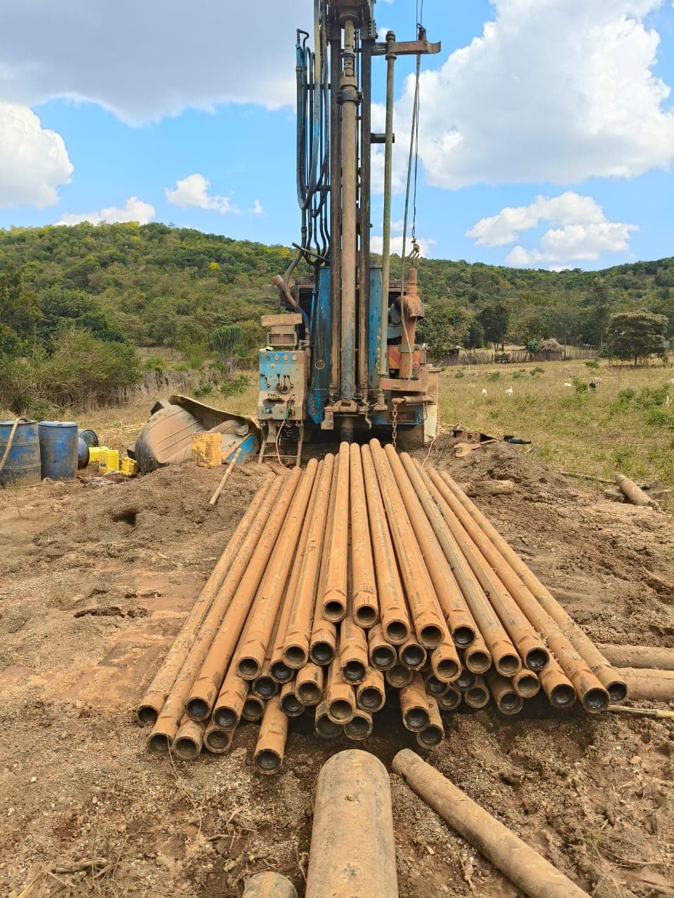 Borehole drilling installation in Kenya
